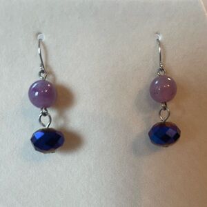 Violet,purple/blue, and silver earrrings